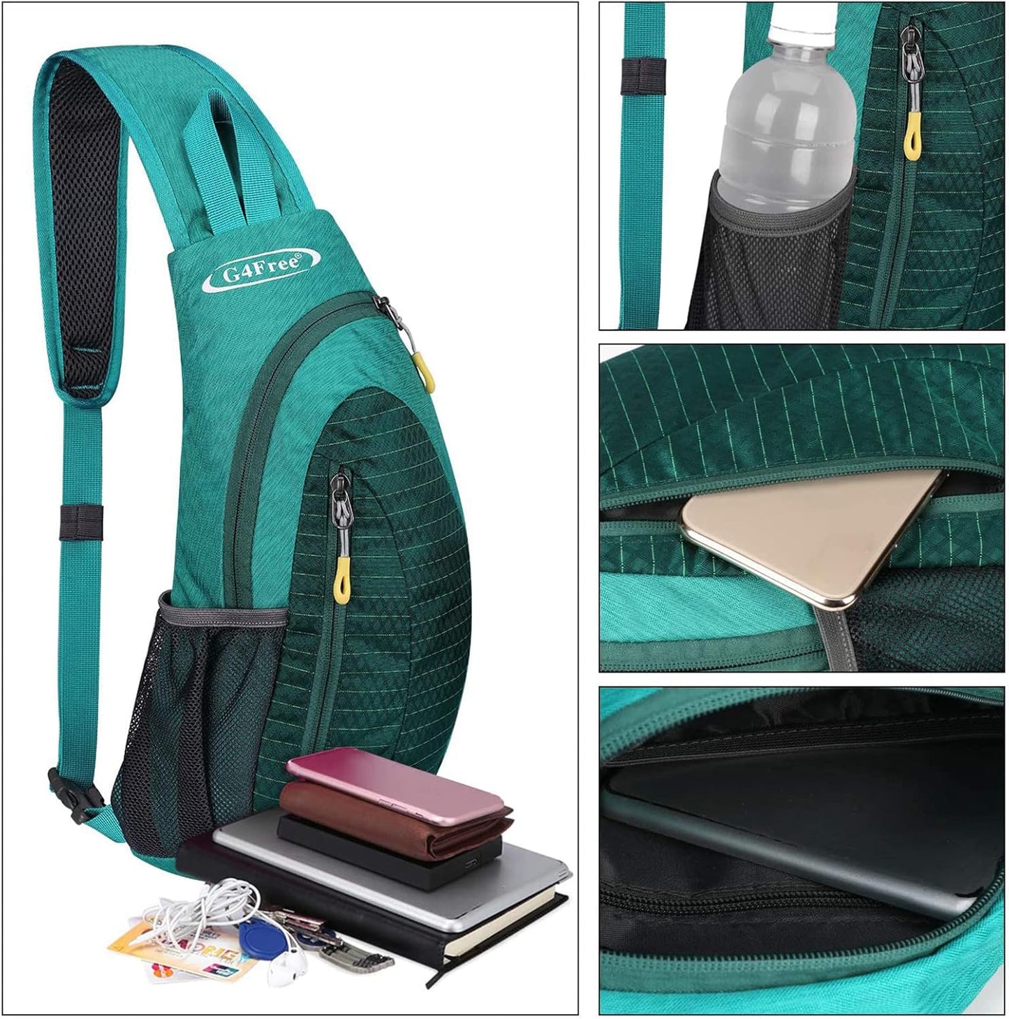 G4Free Sling Bag for Men Women, Small Crossbody Backpack Lightweight Chest Shoulder Bags for Travel, Outdoor and Sports (Mint Green)