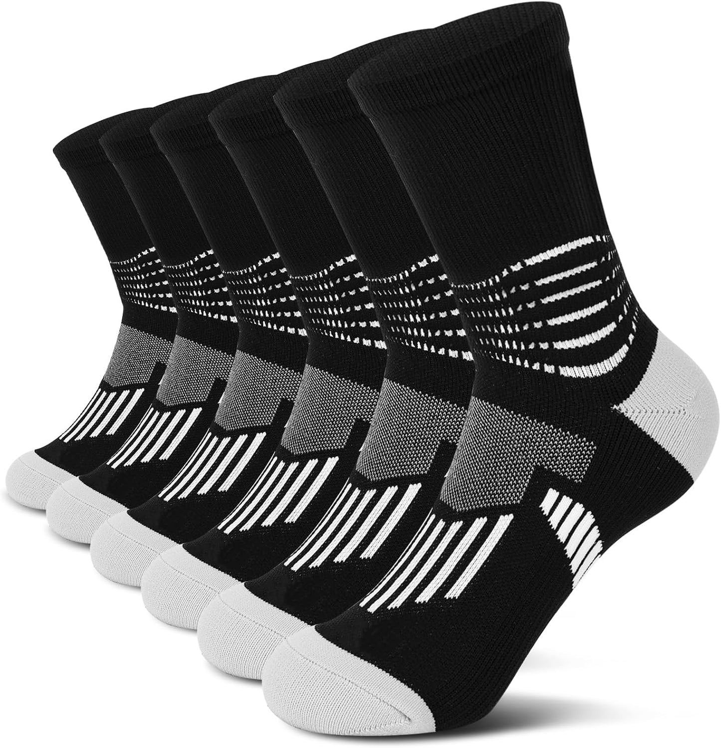 IRAMY Crew Compression Socks Athletic Running Socks for Men Women Plantar Fasciitis Relief 3/6 Pairs