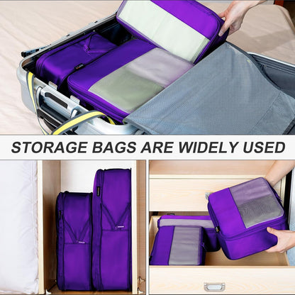6 Set Compression Packing Cubes for Travel Essentials, Luggage Organizers for Suitcases (Lavender Purple)