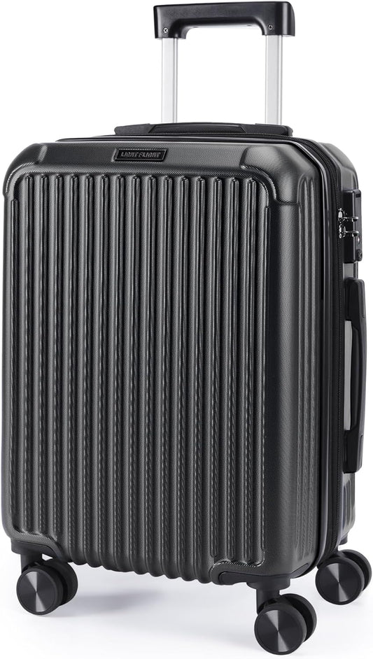 LIGHT FLIGHT Carry On Luggage 22x14x9 Airline Approved, Durable Hard Shell Carry On Suitcases with Wheels, Expandable Hardside Lightweight Travel Luggage with TSA Lock 20 Inch Carry on, Black