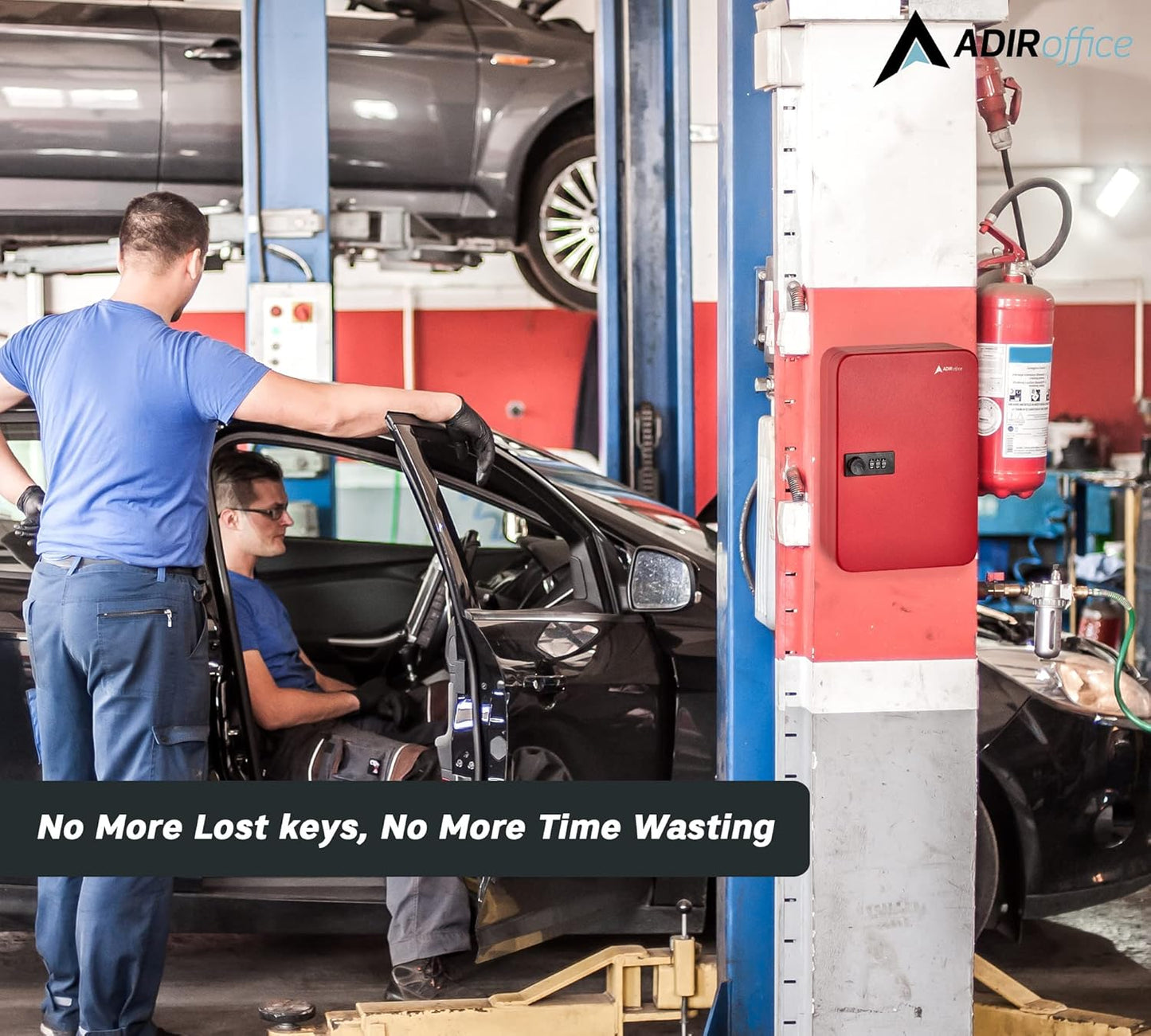 AdirOffice Key Lock Box – 48 Key Hooks Wall Mounted Key Cabinet Lock Box, Car Keys Holder Box, Lockable Key Storage Box - Metal Key Box Organizer with for Home and Office