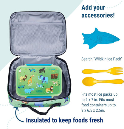 Wildkin Kids Insulated Lunch Box – Durable and Reusable for School & Travel - Wild Animals