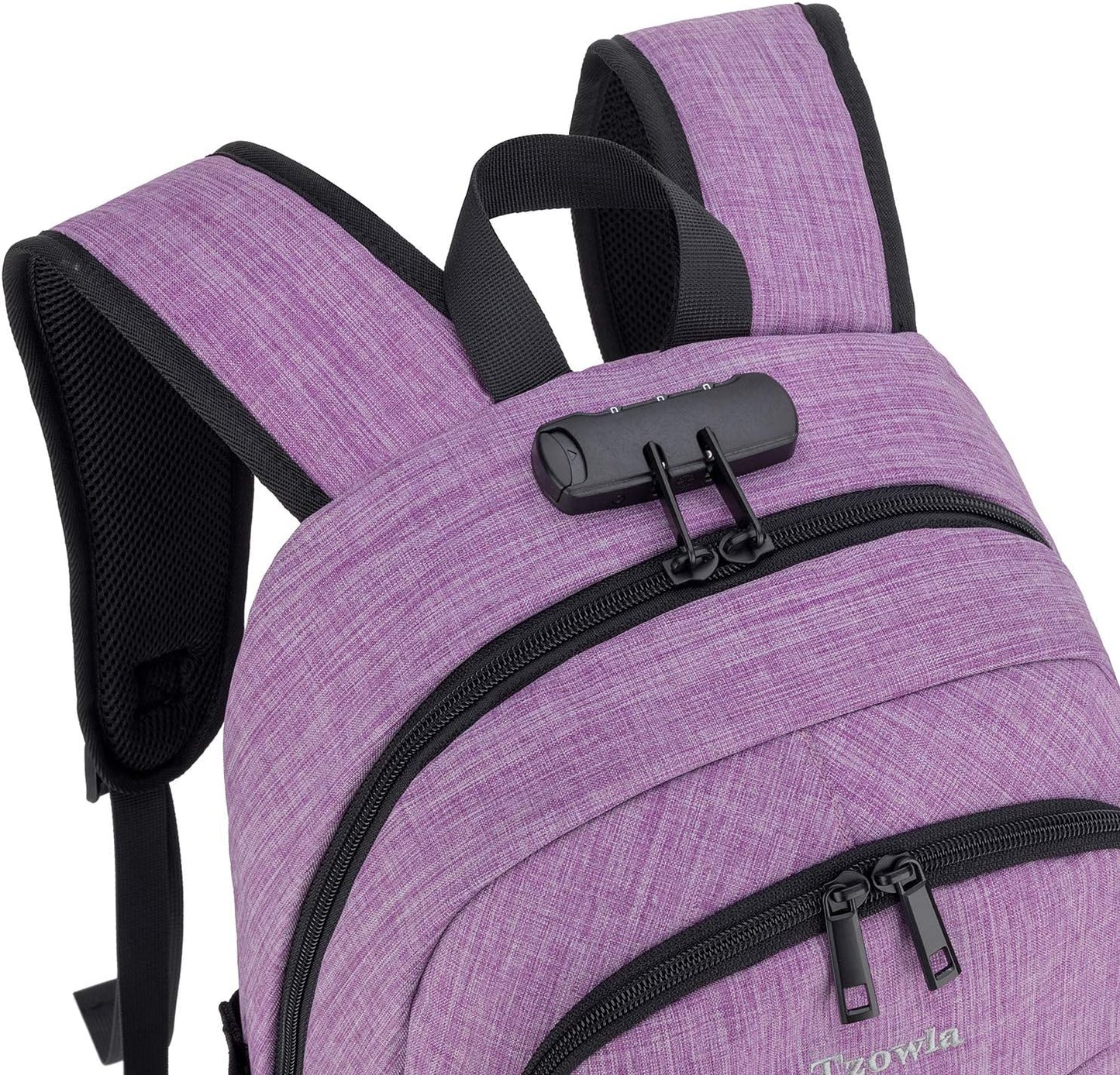 Tzowla Business Laptop Backpack Water Resistant Anti-Theft Backpack with USB Charging Port and Lock 15.6 Inch Computer Backpacks for Women, Casual Hiking Travel Daypack(Purple)