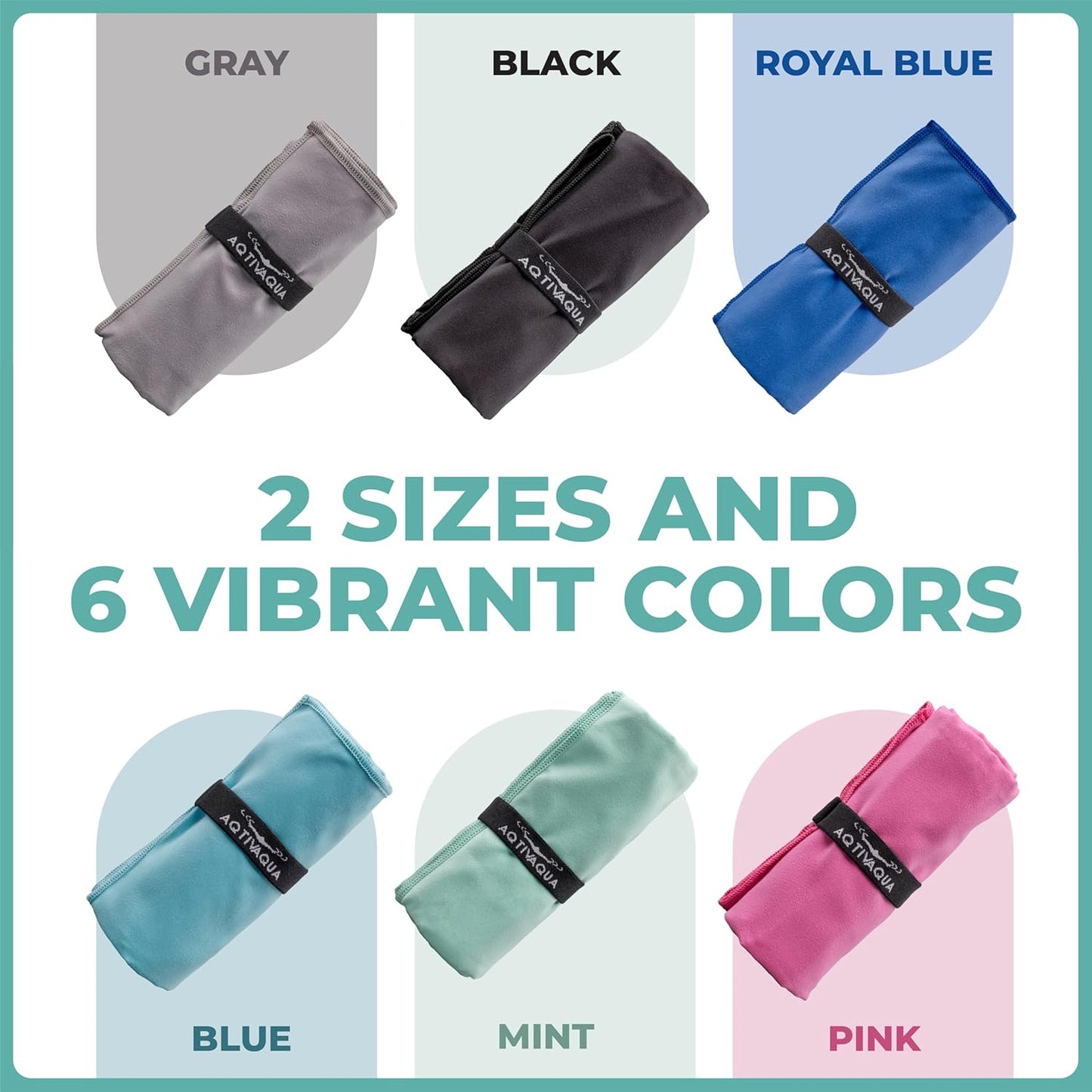 AqtivAqua Quick Dry Towel - Lightweight Microfiber Travel Towel w/Bag - Fast Drying Towel Set for Camping, Beach, Pool, Gym, Backpacking, Sports, Yoga & Swim Use, Hiking (Mint, L:30"x60")