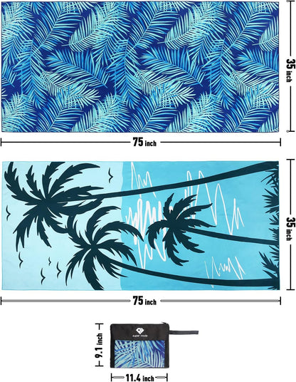 2 Pack Oversized Microfiber Pool Towel, 75'x 35', Sand-Free, Quick Drying, Super Absorbent