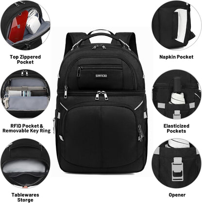 Insulated Cooler Backpack,Double Deck Leakproof Cooler Bag,Insulated Backpack Cooler Lunch Backpack for Men Women
