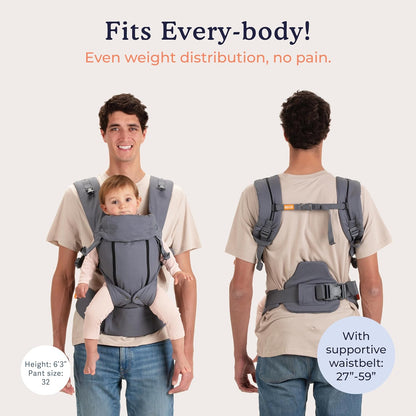 Beco 8 Baby Carrier from Newborn to Toddler (7-45lbs) - All in 1 Hybrid Front, Hip and Backpack Style Carrier with Breathable, Cooling Mesh - Dark Grey