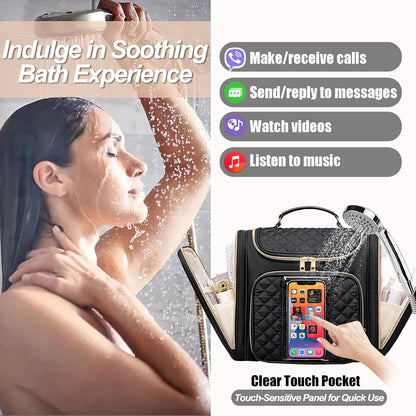 Travel Toiletry Bag for Women, Hanging Toiletry Bag, Bathroom Bag Portable Shower Caddy for College Dorm Travel Shower Bag for Women Water-Resistant Cosmetic Makeup Bag (Black)