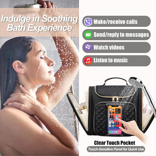 Travel Toiletry Bag for Women, Hanging Toiletry Bag, Bathroom Bag Portable Shower Caddy for College Dorm Travel Shower Bag for Women Water-Resistant Cosmetic Makeup Bag (Black)