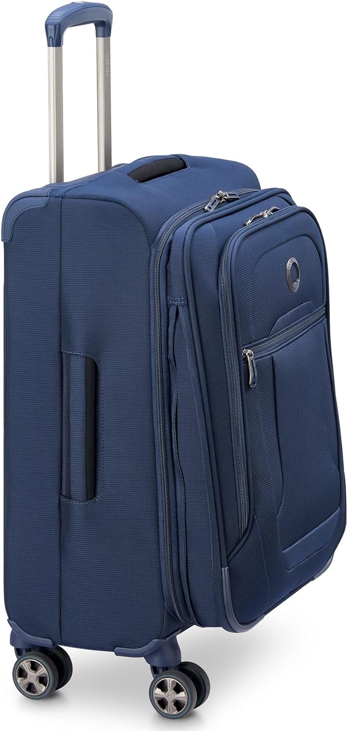 DELSEY PARIS Helium DLX Softside Expandable Luggage with Spinner Wheels, Navy Blue, Carry on 20 Inch