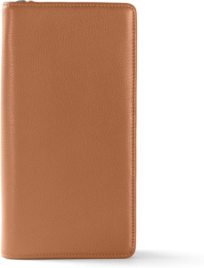 Leatherology Cognac Travel Zip Organizer Wallet, Passport Holder, RFID Available, Full Grain Leather