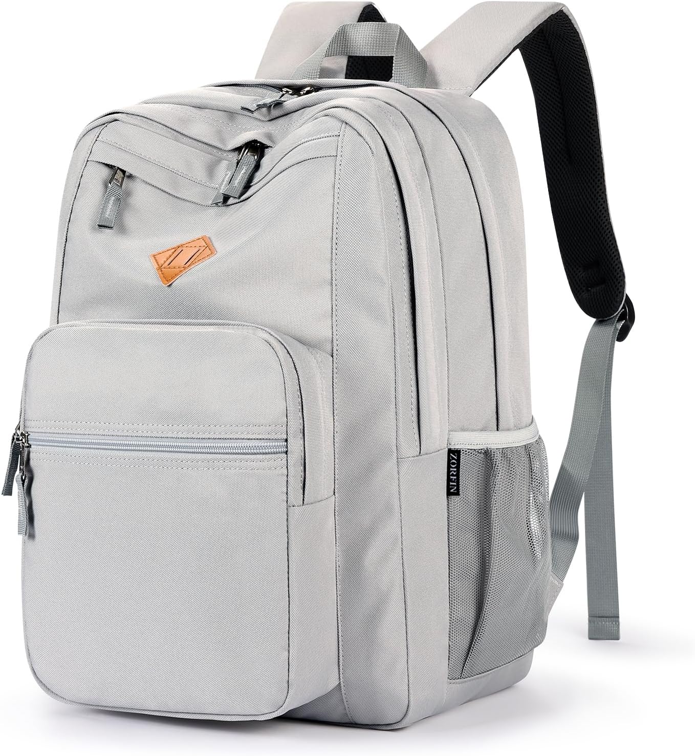 ZORFIN 26L Backpack for College, and Travel: Water Resistant Bookbag - Grey