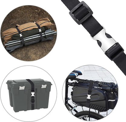 Buckle Straps with Clips, Adjustable Nylon Straps with Buckle, 4 Pack (Black-Metal, 4‘x0.75“)