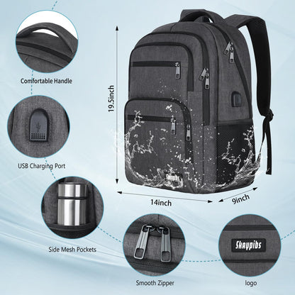 Backpck for Men Women, School Backpack for Boys Girls Teen, 15.6 inch Laptop Back Pack with USB Charger Port, Bookbag with USB Charger for travel, Work backpack,book bag, Mochilas para hombres Black