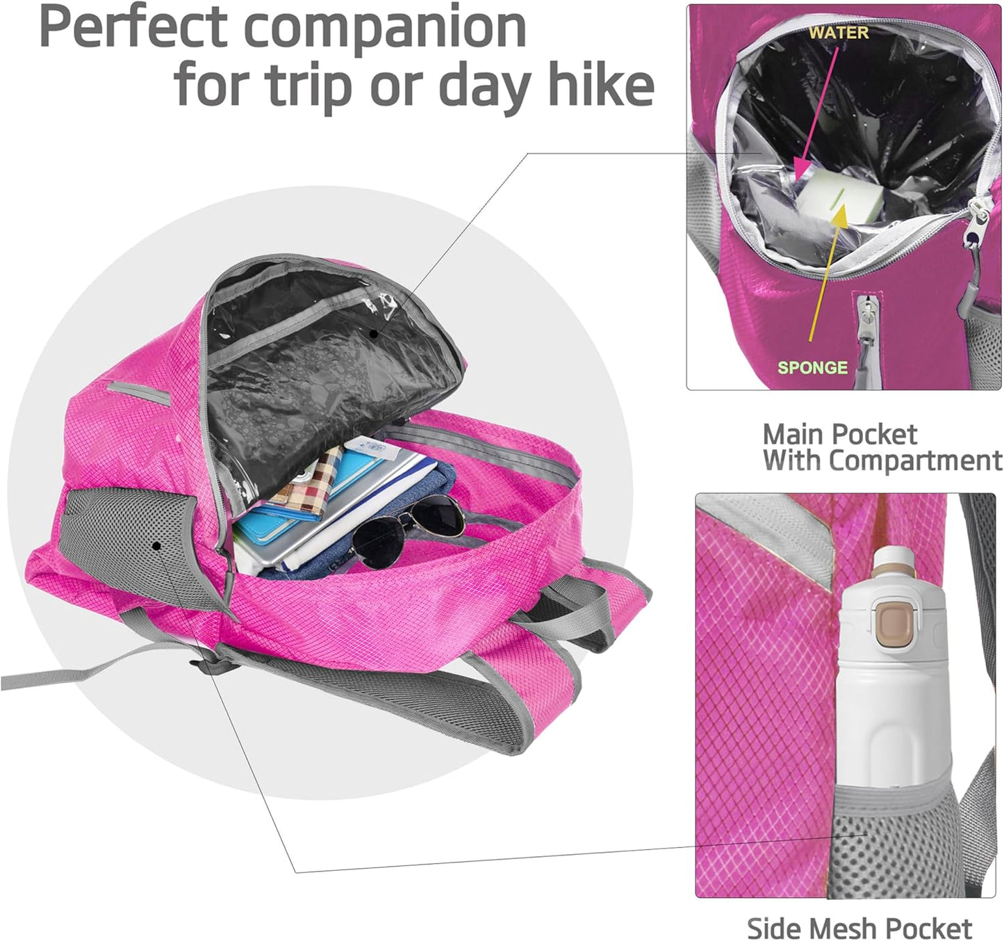 35L Foldable Waterproof Backpack For Outdoor Sports Travel Inside Wet Clothes Compartment Packable For Multiple