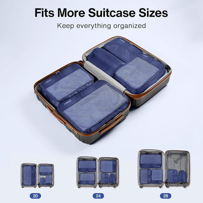 5 Set Packing Cubes Travel for Luggage Durable Suitcases Organizer Bags Lightweight Airplane Travel Vacation Essentials Accessories for Carry on (BLue)