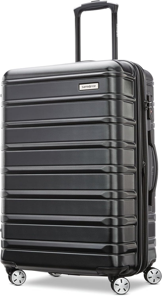 Samsonite Omni 2 24-Inch Medium Checked Hardside Luggage with 360° Spinner Wheels - Scratch Resistant Hardshell - TSA Lock - Expandable Polycarbonate Shell for Lightweight Travel - Midnight Black