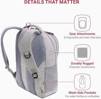 SwissGear Cecil 5505 Laptop Backpack, Light Grey, 18-Inch