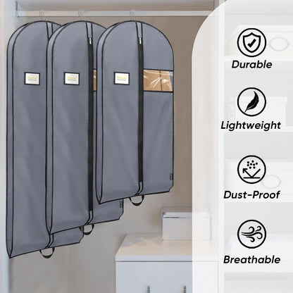BALEINE 1PK Heavy Duty Garment Bag with Shoe Storage Travel Bag for Dresses, Suit, Coats Travel Essential (43", Grey)