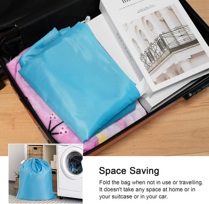 Polecasa Small Heavy Duty Laundry Bag with 130gsm Tear Resistant Fabric and Handles, Easy to Carry Durable Dirty Clothes Drawstring Bag, Perfect for College Dorm, Travel, 2 Pack 21”x24”, Gulf Blue