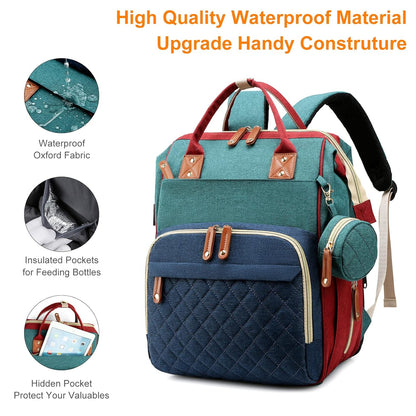 Diaper Bag, Backpack with Changing Station, Waterproof Baby Bag for Boys & Girls, USB Charging Port for Parents, Travel Backpack Baby Essentials & Lovely Baby Shower Gifts, RGB