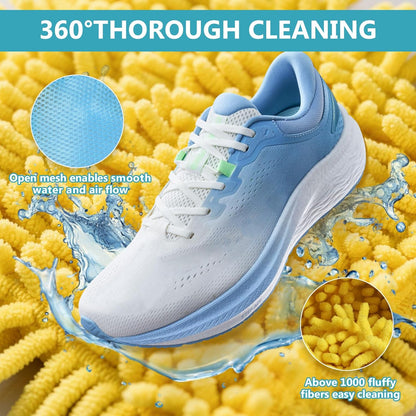 Shoe Washing Machine Bag - 2Pack Laundry Shoe Bag for Washer and Dryer, Reusable Shoe Cleaning Bag for All Shoe Sizes, 360° Deep Clean for Tennis Shoes, Sneakers, Includes 1 Brush (Yellow)
