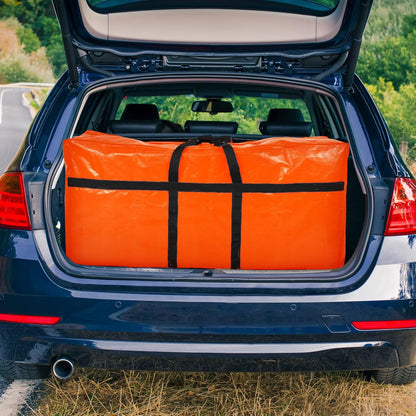 4 Pcs 66 Gallon Large Moving Bags with Zipper and Handles Foldable Storage Duffle Bags Heavy Duty Extra Large Totes for College Dorm Travel Clothes Blankets Bedding Moving (Orange)