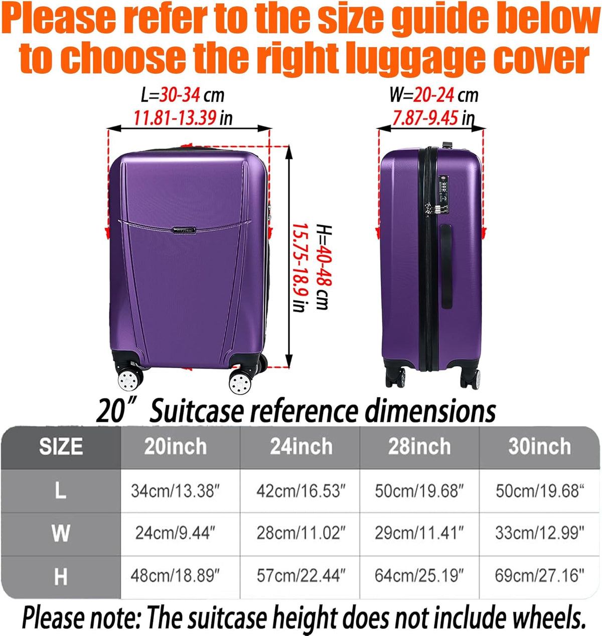 Suitcase Covers for Luggage – TSA Approved Clear PVC Luggage Protector Cover, Thick Transparent Waterproof Sleeve with Large Hook and Loop Closure, Fits 24" Wheeled Suitcases