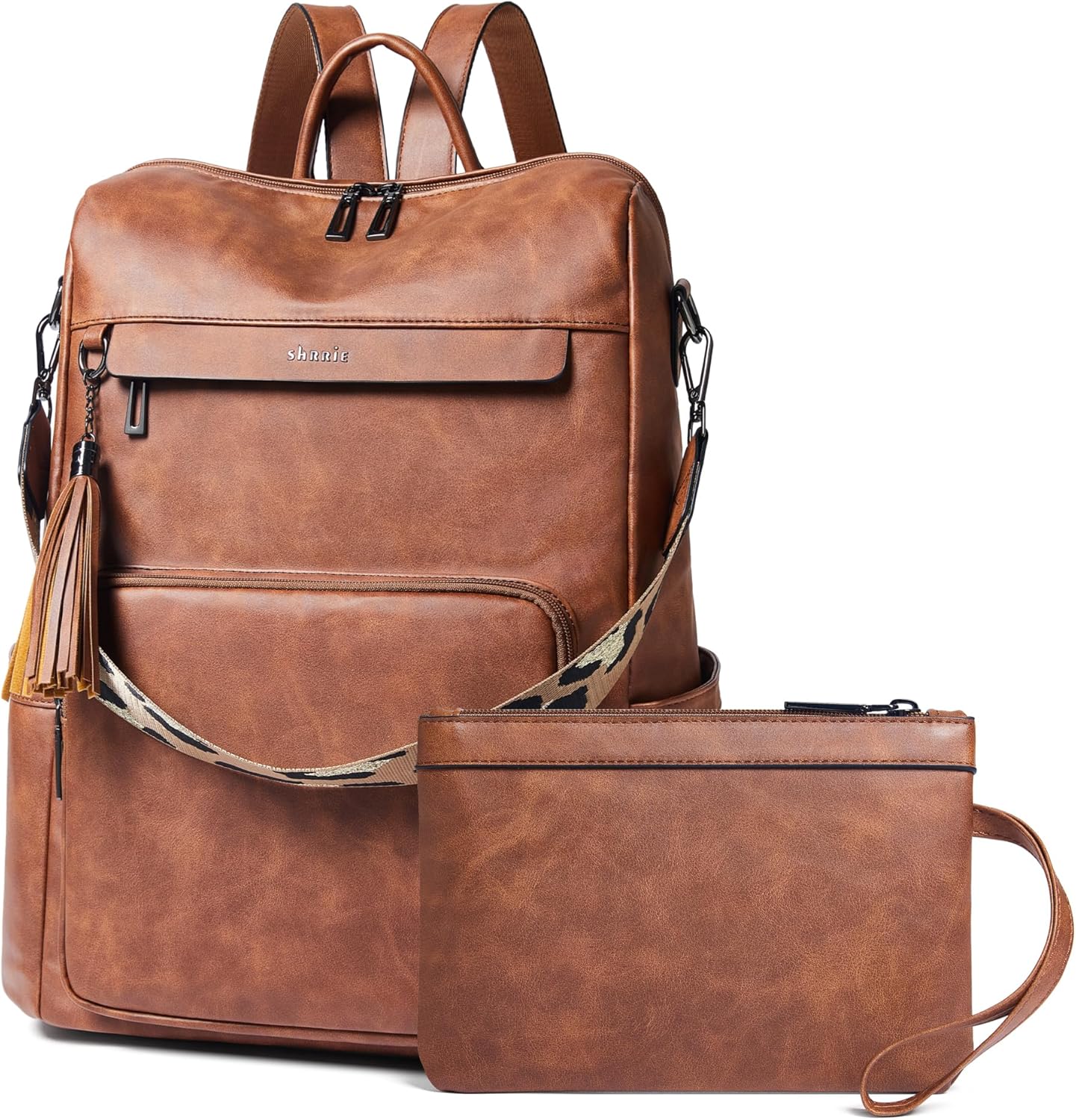 Shrrie Vegan Leather Laptop Backpack for Women 15.6 inch Work Backpack Fashion Travel Backpack Purse for Travel College Work