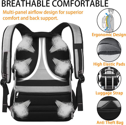 LTINVECK Extra Large 50L Travel Laptop Backpack, Computer bag Backbag with USB Charging Port, TSA Friendly Durable Big RFID Heavy Duty Business Tech Backpack Fits 17 Inch Laptops for Men Women, Grey