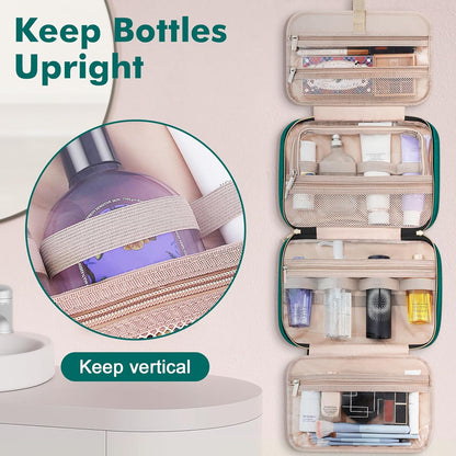 Wedama Toiletry Bag for Women, Medium Cosmetic Travel Bag, Hanging Toiletry Bag for Bathroom, Thickened PVC Waterproof Makeup Bag, Toiletries Bag for Travel Trips and Camping, Turquoise Green