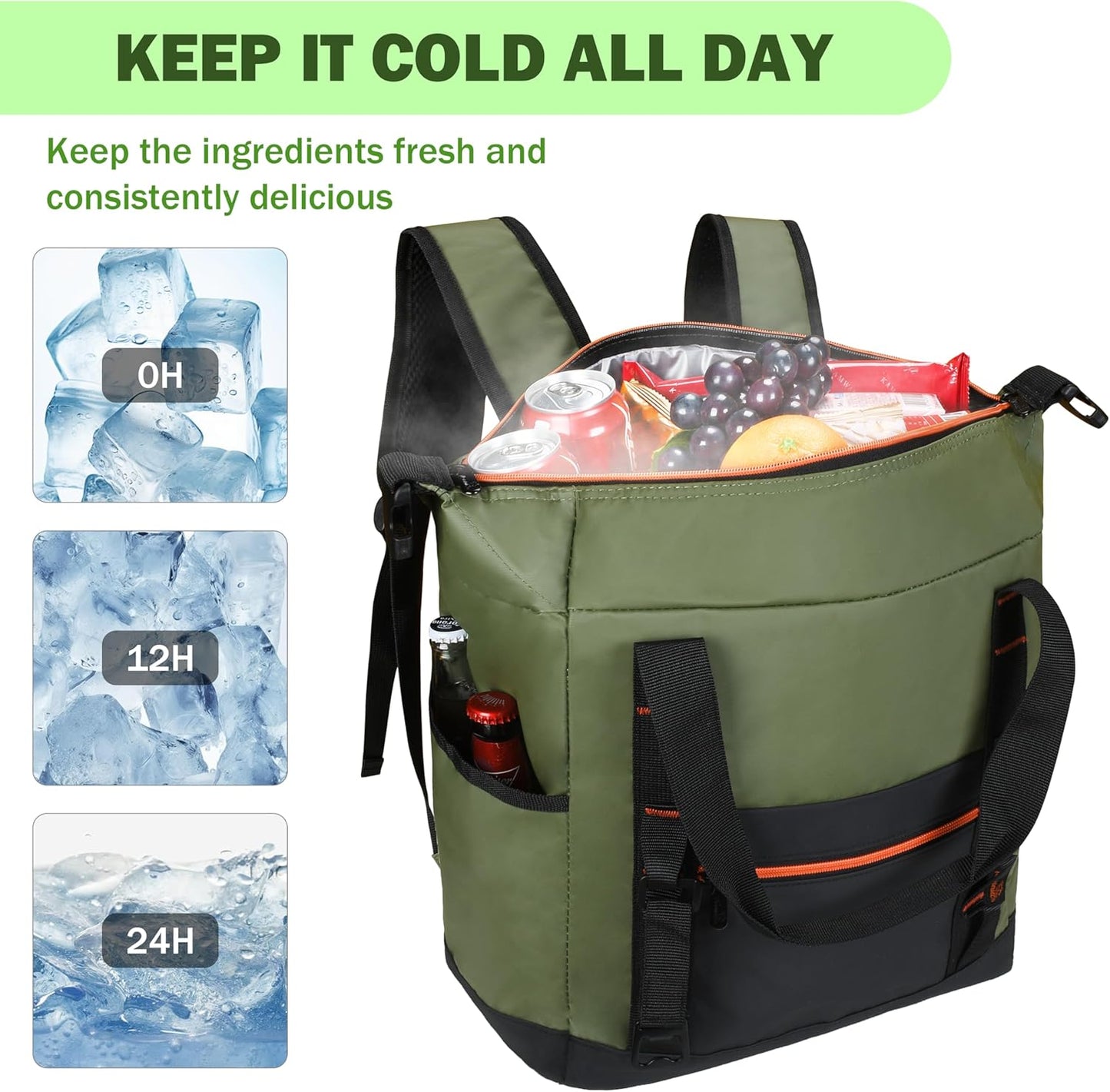 Tirrinia Cooler Backpack Waterproof Insulated for Men & Women,36 Cans Soft Leakproof Cooler Backpack, Portable Cooler for Camping, Beach, Fishing, Picnic, Travel, Outdoor