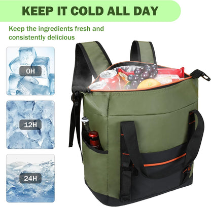 Tirrinia Cooler Backpack Waterproof Insulated for Men & Women,36 Cans Soft Leakproof Cooler Backpack, Portable Cooler for Camping, Beach, Fishing, Picnic, Travel, Outdoor