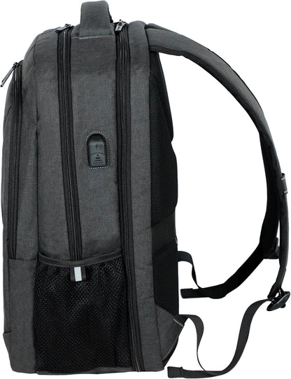 Lenovo B325 Laptop Backpack, Grey, 17-Inch, Water-Resistant Travel Backpack with External USB Port, Anti-Theft Design, Luggage Strap, for Men & Women, Perfect for Work, School, and Travel