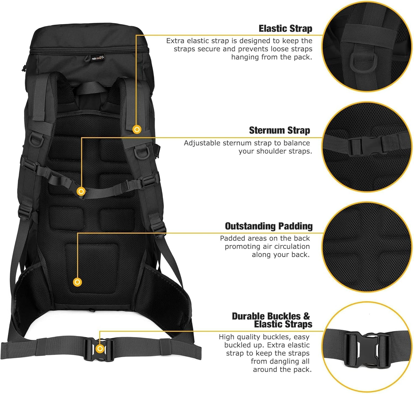Mardingtop 50L Hiking Backpack,Backpacking Backpack with Rain Cover for Hiking,Backpacking,Rucking,Camping,Survival