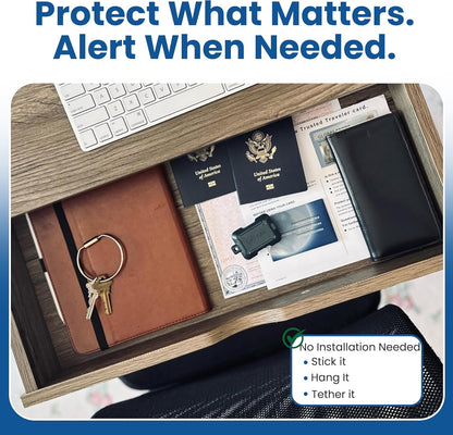 Kini SafeAlert WiFi Motion Sensor Alarm | Real-Time SMS Notification | Wireless Motion Detector for Safes, Cabinets, Home, Apartments, Office | Easy Install, No Subscription, Rechargeable Battery