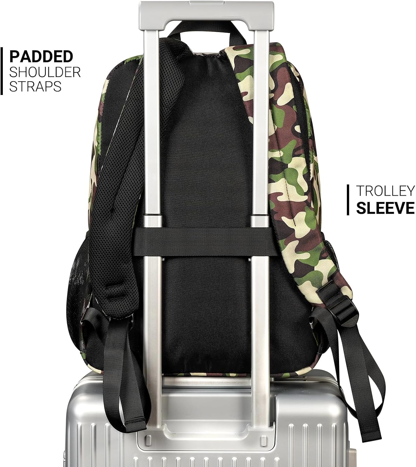 ZORFIN 26L Backpack for College, and Travel: Water Resistant Bookbag - Buckshot Camo