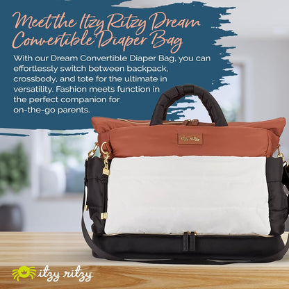 Itzy Ritzy Dream Convertible Diaper Bag Tote Backpack - Baby Diaper Bag with 14 Pockets, Changing Pad & More (Coffee & Cream)