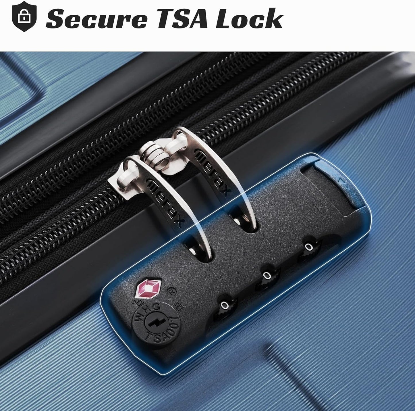 Merax Luggage Expandable Lightweight Spinner Suitcase with Corner Guards, 3-Piece Set (20/24/28 Blue)