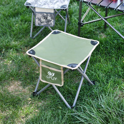 Opliy Camping Stool, Folding Samll Chair Portable Camp Stool for Camping Fishing Hiking Gardening and Beach, Camping Seat with Carry Bag (Green, L 13.5")