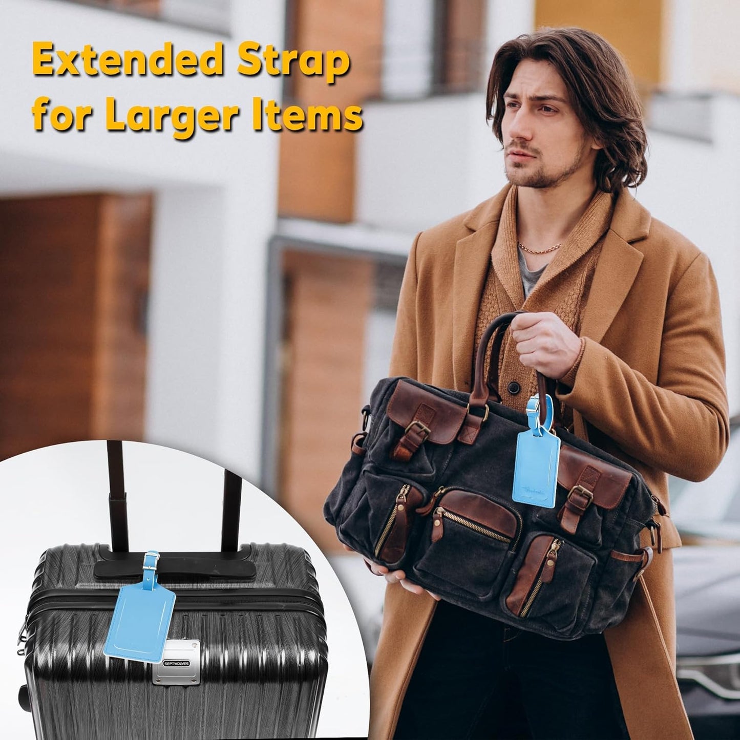 8 Pack Leather Luggage Travel Bag Tags by Travelambo