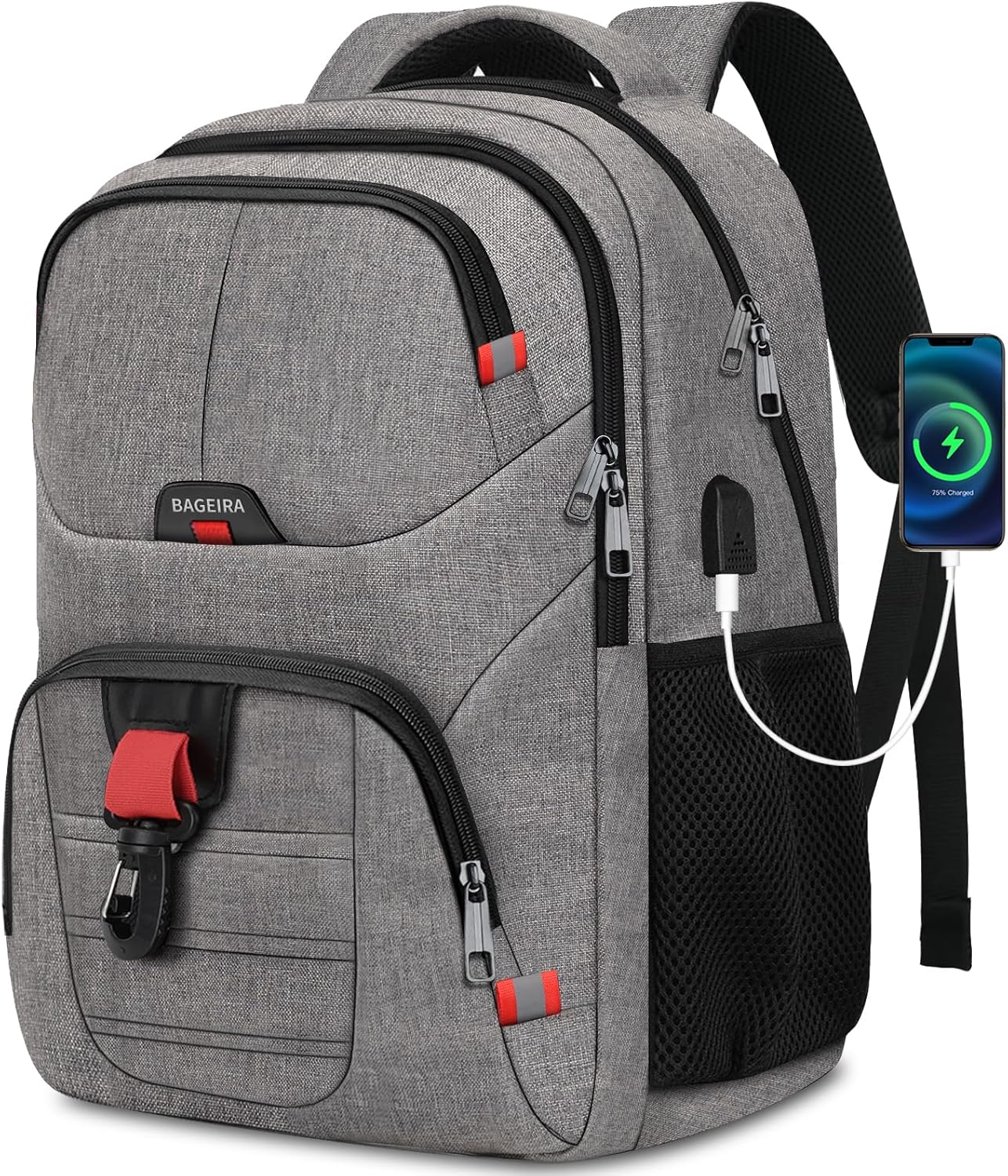 Grey Backpack for Men Women, School Backpack for Boys Girls Teens, Backpacks for School, College Back Pack, Book Bag, Water Resistant Bookbag, Business Work Travel mochilas para hombres