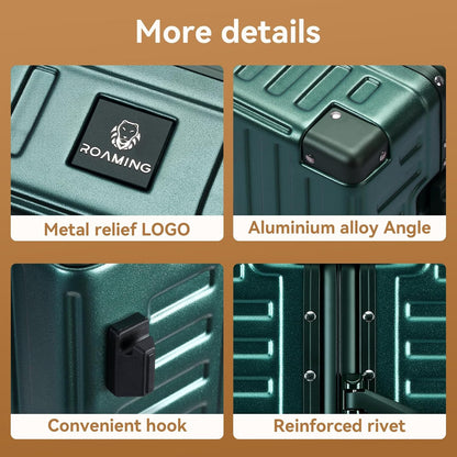 ROAMING Zipperless Luggage 28 Inch with Aluminum Frame, Checked-Large Lightweight 3-Layer PC Hard Shell Suitcase with Spinner Wheels, Metal Travel Luggage with Three TSA Locks, Dark Night Green