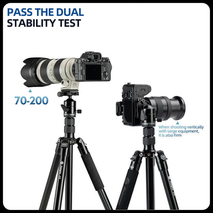 Fotopro 73" Camera Tripod, Aluminum Compact Travel Tripod and Monopod with 360° Ball Head Quick Release Plate, Professional Camera Tripod for DSLR, A4I A5I (Blue, 73 Inch)