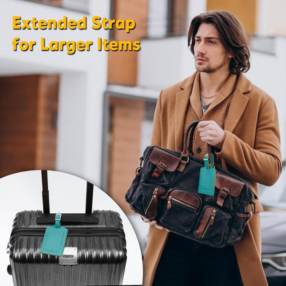 Travelambo Luggage Tags for Suitcases Faux Leather Privacy Protection 6 Pack Bag Tags Travel Accessories Essential, Bright Green