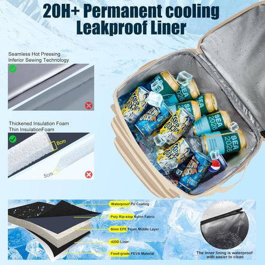 Backpack Cooler Insulated Leak Proof for Men Women 50 Cans Soft Cooler Backpack Insulated Waterproof Large Capacity Coolers Bag Portable for Lunch Camping Travel Picnic Hiking