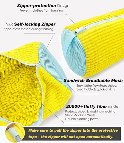 Shoe Washing Machine Bag,Laundry Shoe Bag for Washer and Dryer,Reusable Shoe Cleaning Bag for Sneakers,Tennis Shoes,With Self-locking Zipper, Microfiber Inside,Include Shoes Storage Bag
