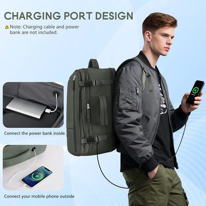 Beraliy Travel Backpack for Men Women, Carry On Backpack, 16 Inch Laptop Backpack, Waterproof Hiking Backpack, Casual Outdoor Daypack College Bag, Olive-green