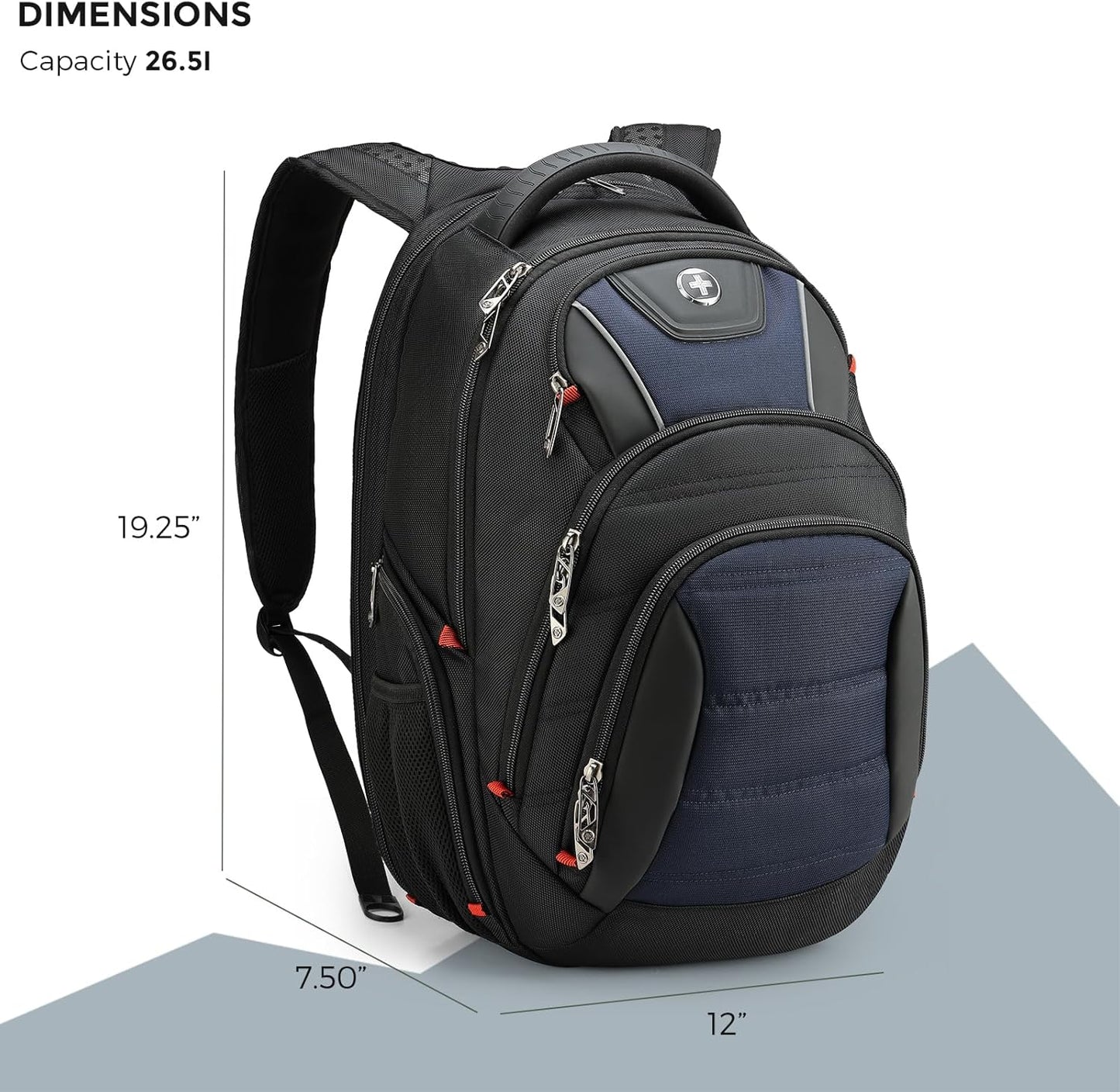 Swissdigital Design Men's Laptop Backpack for Man，Large Capacity Business Travel Backpack Black/Blue