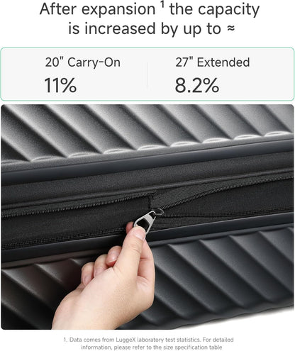 LUGGEX Luggage with Spinner Wheels, Polycarbonate Expandable Hard Shell Suitcase